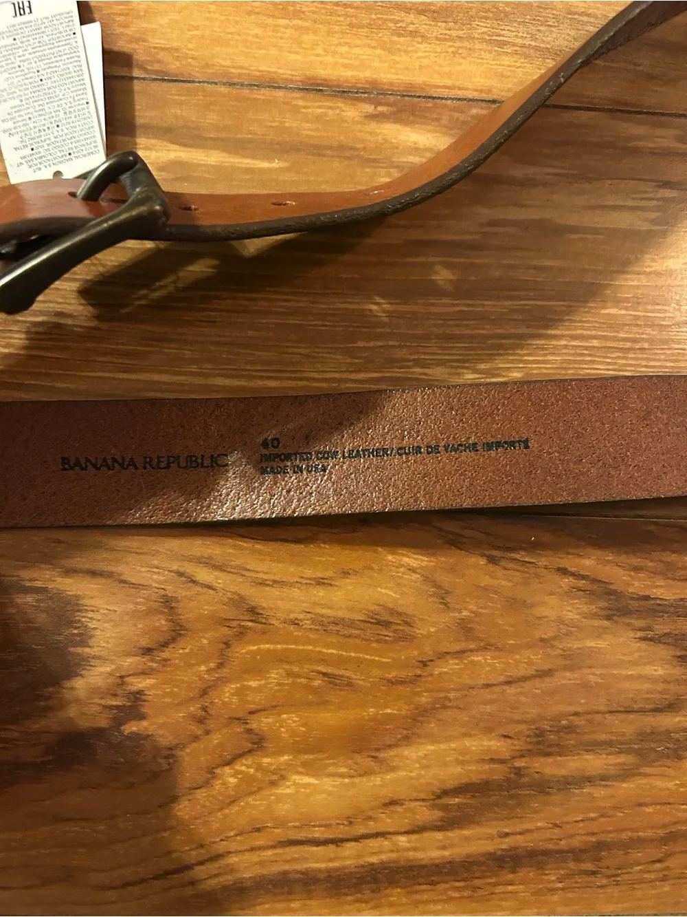 Banana Republic Cognac Brown Leather Belt with Antique Brass Buckle size 40